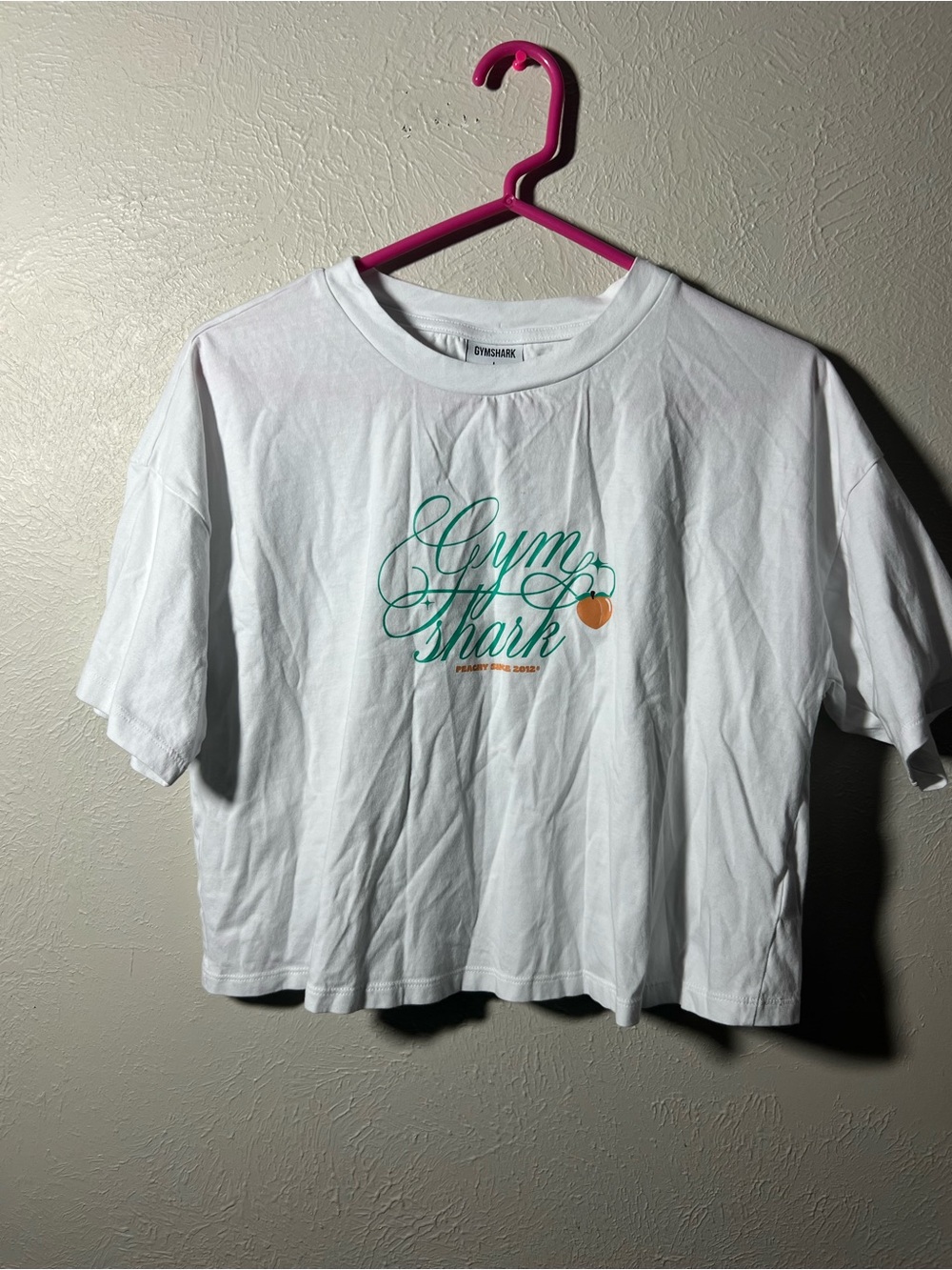 Gymshark White Cropped Tee with Green Script size L